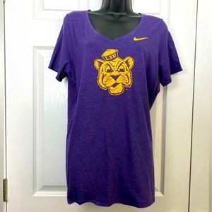 NWOT Women’s Nike Heathered Purple LSU Vault Tri Blend V-Neck Tee Size XL